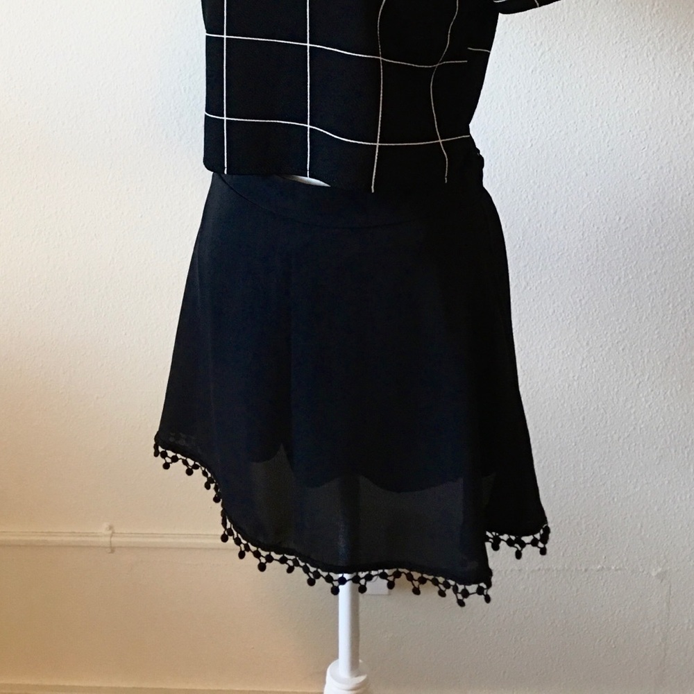 Black Skirt with Lace Hem